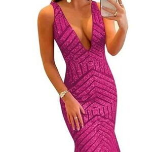 Sparkly Sequins Dresses Long Mermaid V Neck Formal Evening Gowns Party Dresses